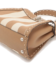 Pre-Loved Peekaboo Handbag Striped Canvas Mini with Silver Hardware, Brown and Beige