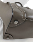 Pre-Loved Luggage Tote Leather Mini with Silver Hardware, Taupe