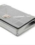 Pre-Loved Diorama Wallet on Chain Crossbody Bag Cannage Micro-Cannage Leather Small with Silver Hardware, Silver