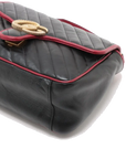 Pre-Loved GG Marmont Top Handle Handbag Quilted Leather Small with Aged Gold Hardware, Black
