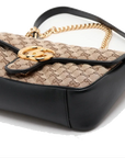 Pre-Loved GG Marmont Shoulder Bag Monogram Coated Canvas Small with Gold Hardware, Beige Ebony