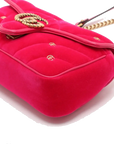 Pre-Loved GG Marmont Shoulder Bag Quilted Velvet Small with Aged Gold Hardware, Pink