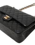 Pre-Loved Classic Double Flap Shoulder Bag Quilted Leather Medium with Gold Hardware, Black