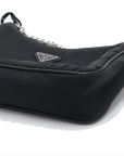 Pre-Loved Re-Edition 2005 Shoulder Bag Re-Nylon with Silver Hardware, Black