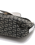 Pre-Loved Mamma Baguette Shoulder Bag Zucchino Coated Canvas with Gold Hardware, Black and Grey