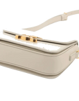 Pre-Loved Triomphe Shoulder Bag Leather Teen with Gold Hardware, White