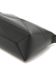 Pre-Loved Puzzle Fold Pouch Pochette Leather with Silver Hardware, Black