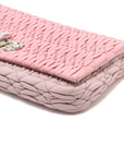 Pre-Loved Matelassé Crystal Shoulder Bag Quilted Leather Small with Silver Hardware, Pink