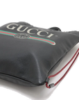 Pre-Loved Logo Print Drawstring Backpack Leather Medium with Black Hardware, Black
