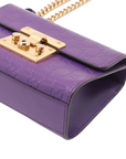 Pre-Loved Padlock Shoulder Bag Monogram Leather Mini with Gold Hardware, Purple