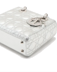 Pre-Loved Lady Dior Handbag Quilted Leather Mini with Silver Hardware, Silver