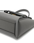 Pre-Loved Belt Bag Handbag Leather Micro with Gold Hardware, Gray