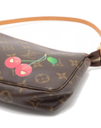 Pre-Loved Pochette Accessoires Cerises Pochette Monogram Coated Canvas with Gold Hardware, Brown