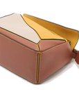 Pre-Loved Puzzle Handbag Leather Mini with Gold Hardware, Yellow, Tan, Cream