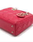 Pre-Loved Lady Dior Handbag Cannage Leather Medium with Gold Hardware, Pink