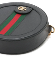 Pre-Loved Ophidia Round Mini Crossbody Bag Leather Mini with Gold Hardware, Black