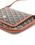 Pre-Loved Plumet Crossbody Bag Goyardine Chevron Coated Canvas with Silver Hardware, Black and Tan