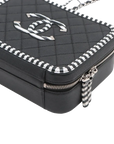 Pre-Loved CC Filigree Vanity Case Shoulder Bag Quilted Leather Medium with Silver Hardware, Black
