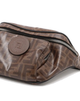 Pre-Loved FF Logo Belt Bag Belt Bag Coated Canvas with Silver Hardware, Brown