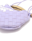 Pre-Loved Sardine Crossbody Bag Intrecciato Leather Mini with Gold Hardware, Lilac
