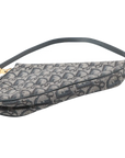 Pre-Loved Saddle Pochette Shoulder Bag Oblique Coated Canvas Mini with Gold Hardware, Navy Blue