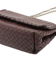 Pre-Loved Olimpia Crossbody Bag Intrecciato Leather Baby with Aged Gold Hardware, Burgundy
