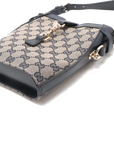 Pre-Loved GG Canvas Bucket Bag Crossbody Bag GG Monogram Coated Canvas Mini with Gold Hardware, Navy / Beige