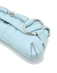 Pre-Loved Horsebit Chain Shoulder Bag Quilted Leather Small with Silver Hardware, Light Blue