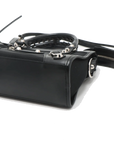 Pre-Loved Classic City Handbag Canvas Plain Mini with Silver Hardware, Black