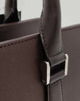 Pre-Loved Tote Leather with Silver Hardware, Dark Brown