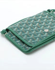 Pre-Loved Plumet Crossbody Bag Goyardine Chevron Coated Canvas with Silver Hardware, Green