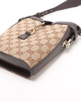 Pre-Loved Jackie Crossbody Bag Monogram Coated Canvas Mini with Gold Hardware, Beige Brown