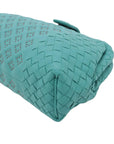Pre-Loved The Lauren 1980 Clutch Intrecciato Leather with Silver Hardware, Turquoise