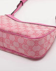 Pre-Loved GG-P Half-Moon Shoulder Bag Monogram Coated Canvas Small with Silver Hardware, Pink