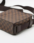 Pre-Loved Olav PM Crossbody Bag Damier Canvas Coated with Gold Hardware PM, Brown