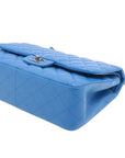 Pre-Loved Classic Double Flap Shoulder Bag Quilted Leather Jumbo with Ruthenium Hardware, Blue