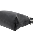 Pre-Loved Shoulder Bag Black Leather with Silver Hardware, Black
