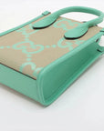 Pre-Loved Jumbo GG Mini Tote Tote Monogram Coated Canvas Mini with Gold Hardware, Beige and Green