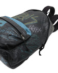 Pre-Loved Explorer Graffiti Backpack Graffiti Leather with Silver Hardware, Black