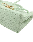 Pre-Loved Andiamo Handbag Intrecciato Leather Small with Gold Hardware, Mint Green