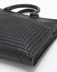 Pre-Loved Intrecciato Business Bag Briefcase Intrecciato Leather with Gunmetal Hardware, Black
