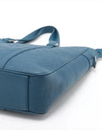 Pre-Loved Tadao Tote Damier Leather with Silver Hardware, Teal Blue