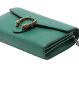 Pre-Loved Dionysus Wallet on Chain Crossbody Bag Leather Mini with Aged Gold and Silver Hardware, Green