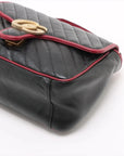 Pre-Loved GG Marmont Top Handle Handbag Quilted Leather Small with Aged Gold Hardware, Black