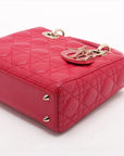 Pre-Loved Lady Dior Handbag Cannage Leather Medium with Gold Hardware, Pink