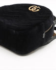 Pre-Loved GG Marmont Backpack Quilted Velvet Mini with Aged Gold Hardware, Black