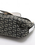 Pre-Loved Mamma Baguette Shoulder Bag Zucchino Coated Canvas with Gold Hardware, Black and Grey