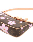 Pre-Loved Pochette Accessoires Cherry Blossom Pochette Monogram Coated Canvas with Gold Hardware, Brown