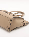 Pre-Loved Luggage Tote Leather Micro with Silver Hardware, Beige