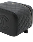 Pre-Loved CC Filigree Vanity Case Vanity Case Quilted Leather Small with Silver Hardware, Black